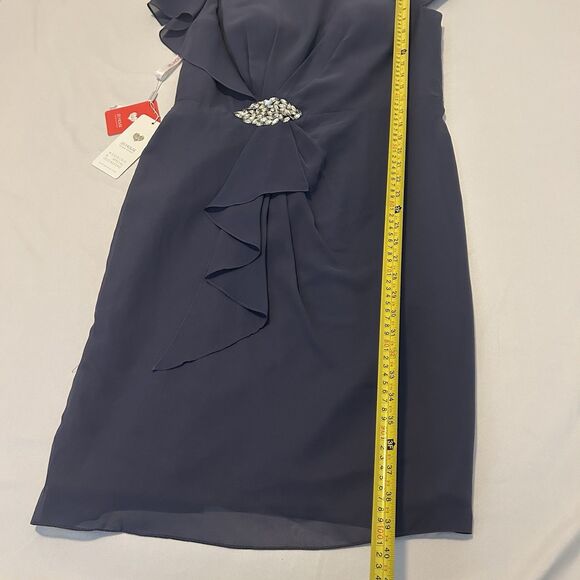 JJs House Sheath Chiffon Dress Stormy Blue Jeweled 192772 164084 NWT - Size 12 - Picture 12 of 16